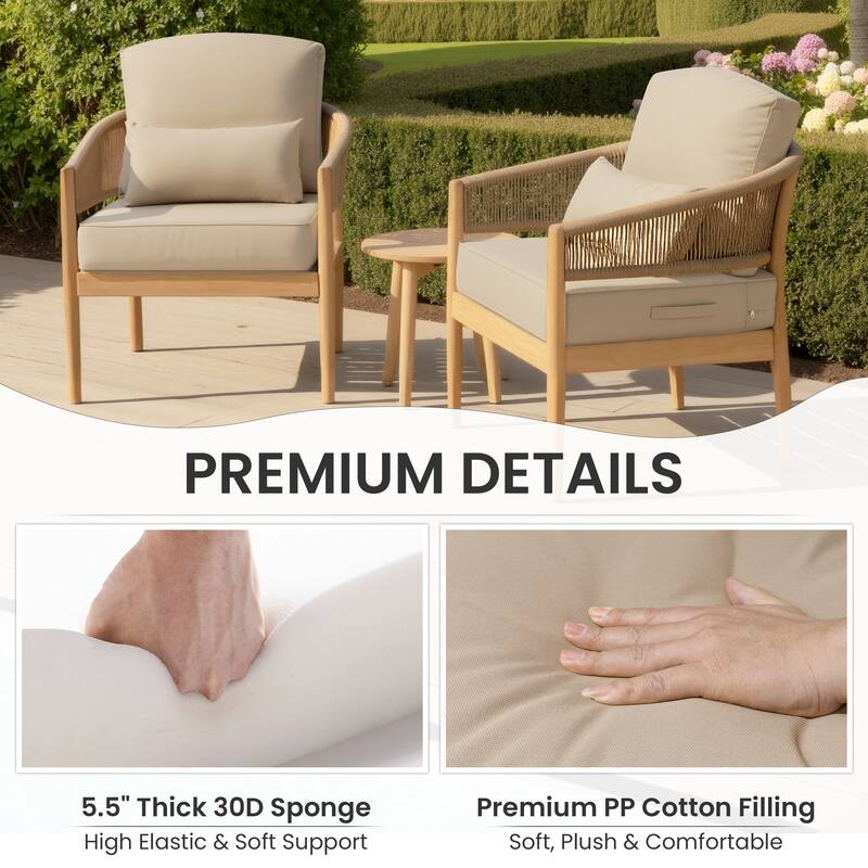 Outdoor Seat Cushion Set 24 x 24 Inch Patio Furniture Cushions Deep Seat & Back Cushion with Pillow for Chair Sofa