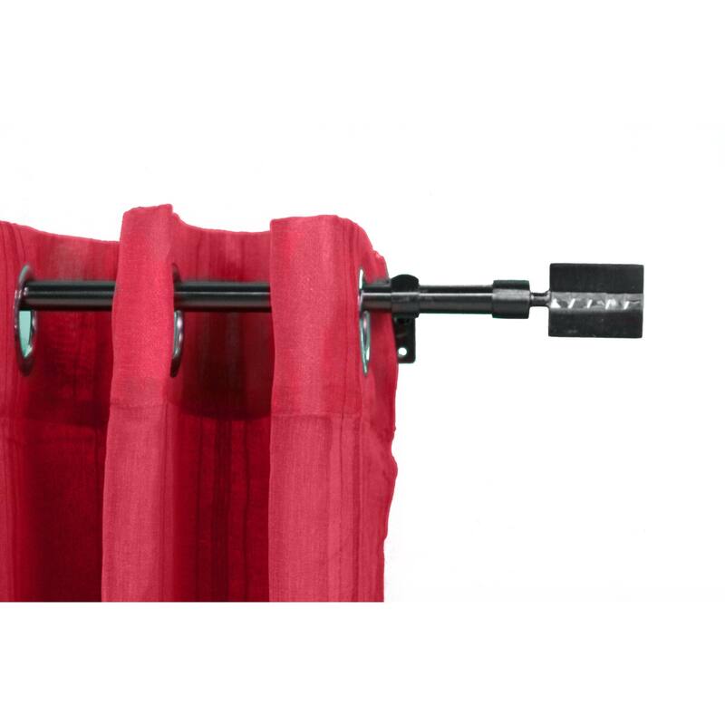 Adjustable Single Curtain Rod 50"-82" with Faceted Finials and Brackets, Graphite - 50" to 82" L x 5/8" D