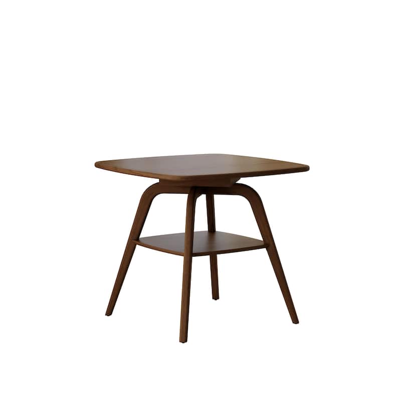 Modern Wooden Dining Table with Storage Shelf,Walnut Finish - Walnut