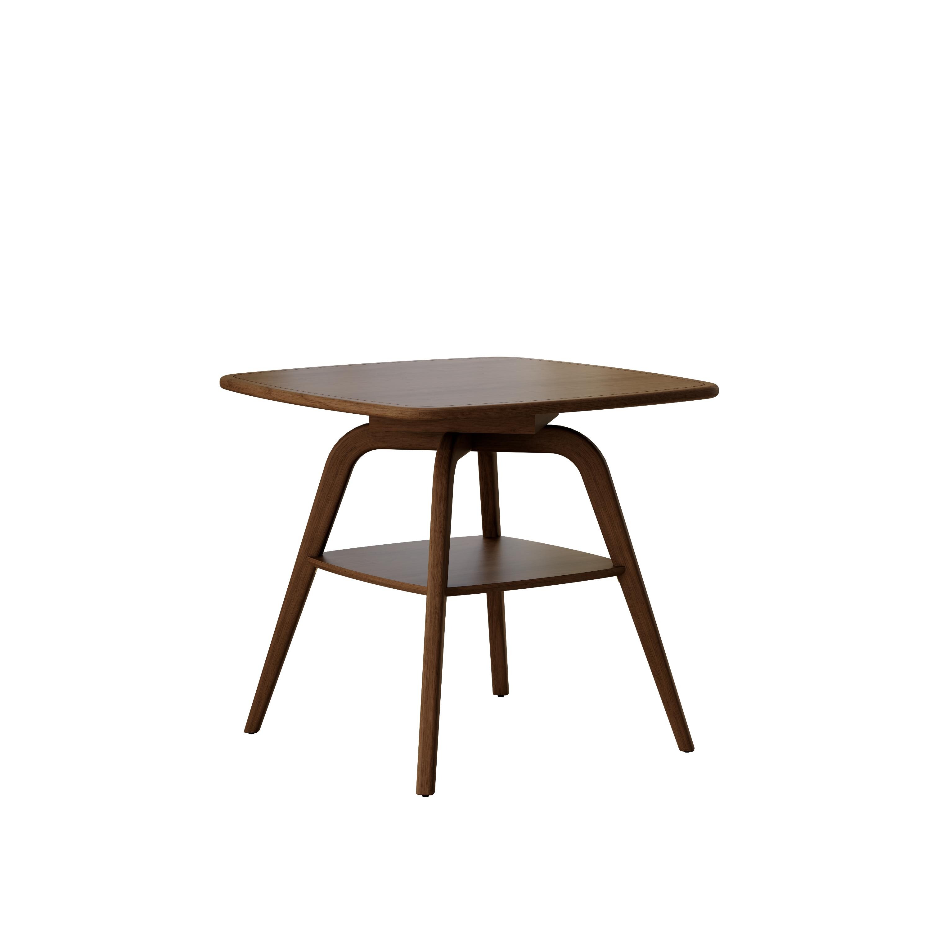 Modern Wooden Dining Table with Storage Shelf,Walnut Finish
