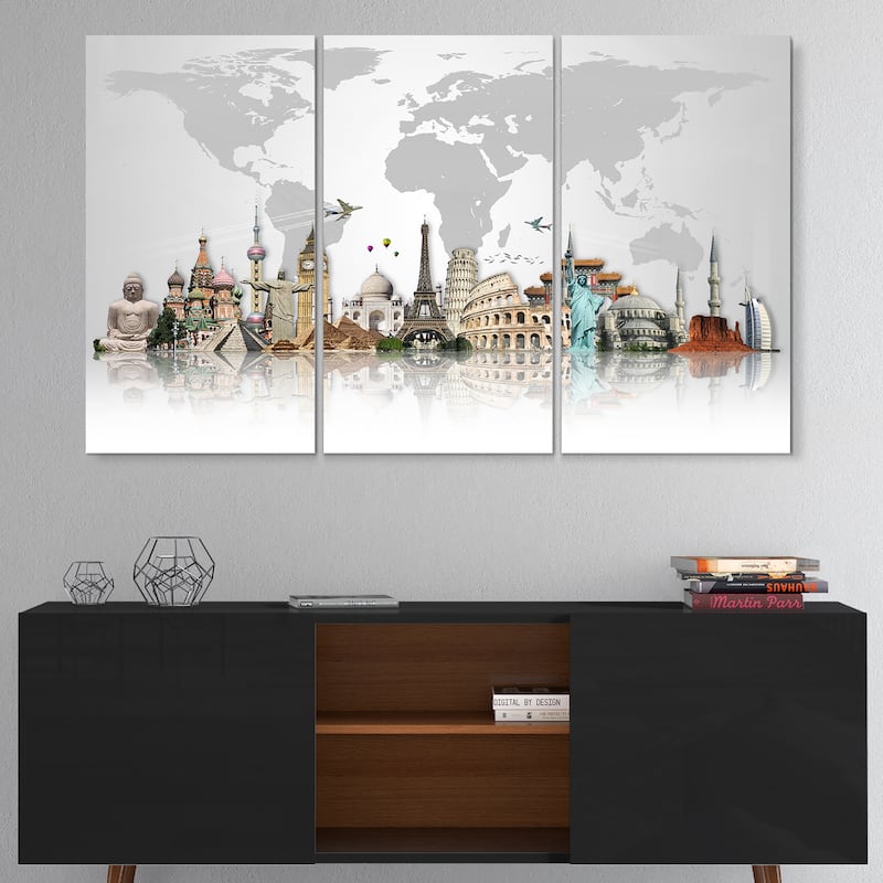 Famous Monuments Across World - Art Glossy Metal Wall Art - 36x28