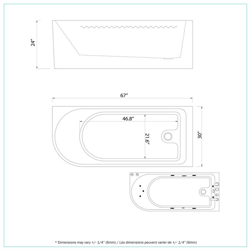 A&E Bath Ovid 67-inch Right-Hand Alcove Jetted Tub