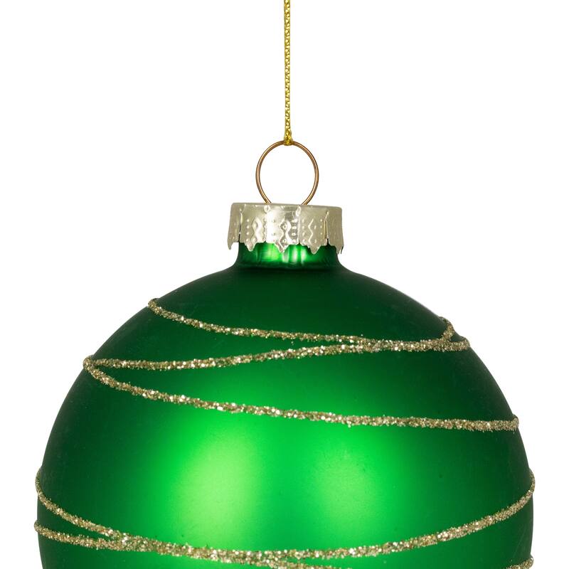 4ct Glass RedGreen Matte Christmas Ball Ornaments 3.25-Inch (80mm)