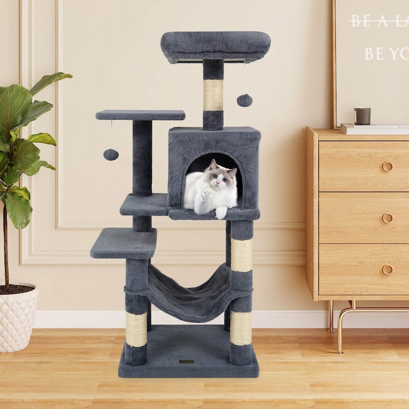Costway 44” Tall Multi-level Cat Tree with Cushion Top Perch, - See Details