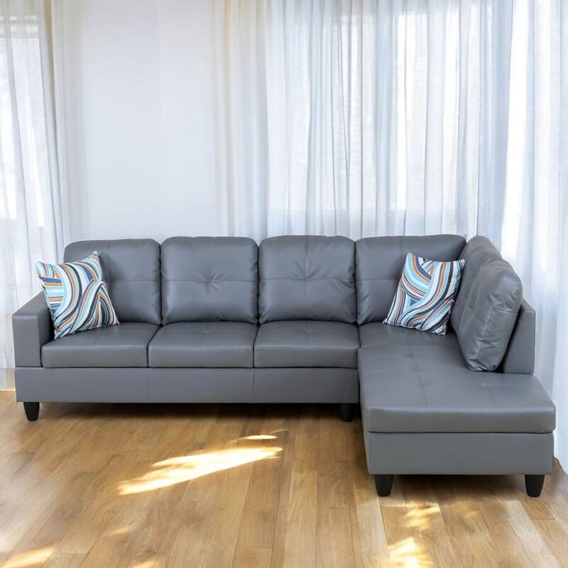 KISRAIS 103" Wide 2-Piece Vegan Leather Sectional Sofa