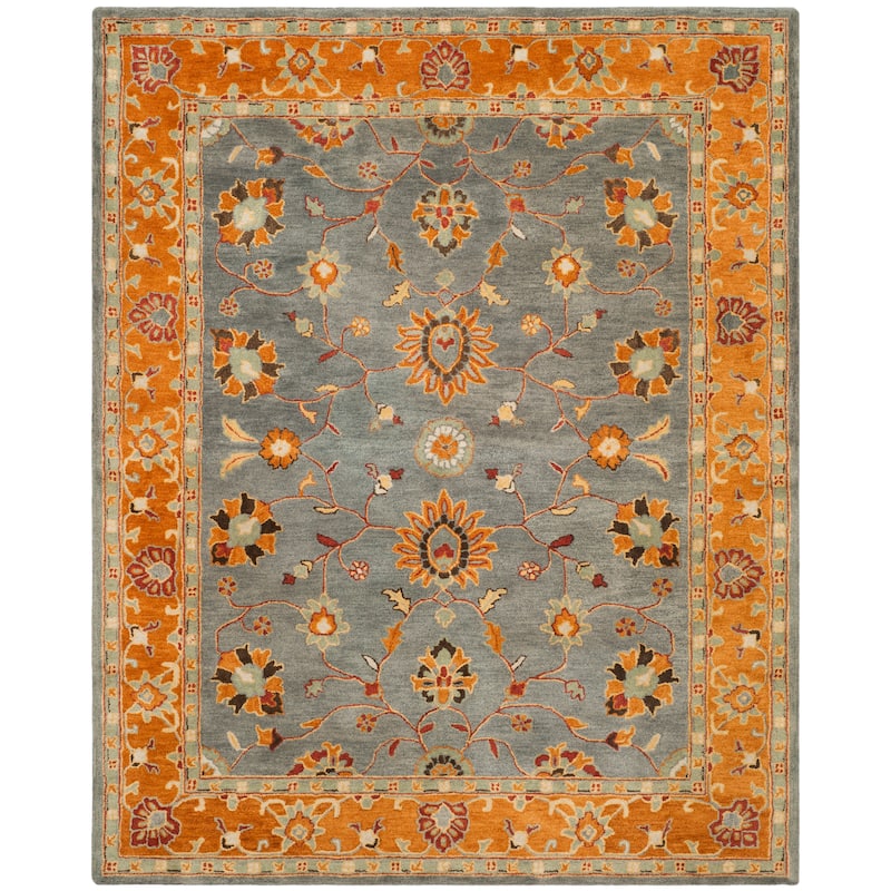 SAFAVIEH Handmade Heritage Liana Traditional Oriental Wool Rug - 8' x 10' - Blue/Orange