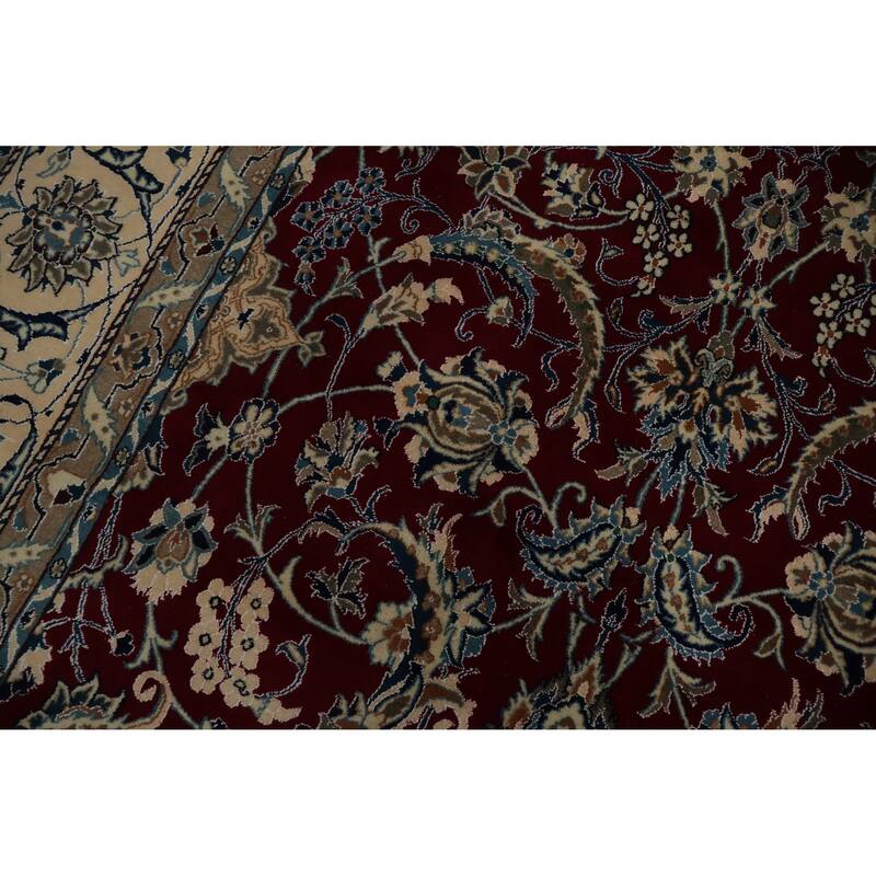 Hand Knotted Oriental 100% Wool Carpet Traditional Floral Red Nain Area Rug - 19' 0'' X 12' 10''