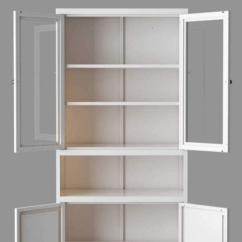 Anmytek 72" White Freestanding Metal Pantry Cabinet with Adjustable Shelves, Heavy Duty Storage for Kitchen Bathroom