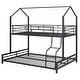 preview thumbnail 9 of 38, Heavy Duty Metal Bunk Bed with Ladder and Full-length Guardrail, Convertible 2 Beds, Twin over Full House Bed for Bedroom
