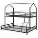 preview thumbnail 5 of 22, Nestfair Twin over Full Metal House Bunk Bed with Ladder and Slats