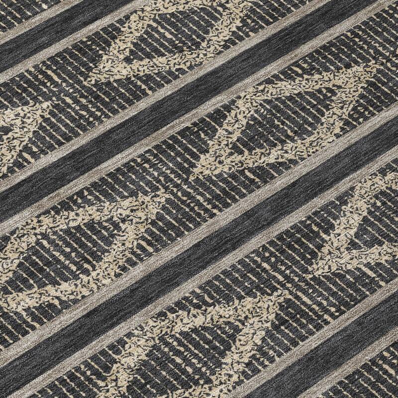 Machine Washable Indoor/ Outdoor Diamond Stripe Chantille Rug