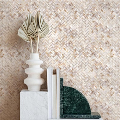 Apollo tile 11" x 11" Concha Polished White Beige Shell Mother of Pearl Tile (16.19 sq ft/case) - 20 Pack