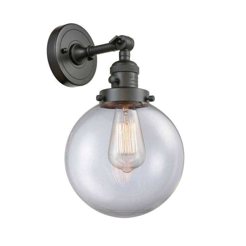 Innovations Lighting Beacon Single Light 14" Tall Bathroom Sconce with - Oil Rubbed Bronze / Clear