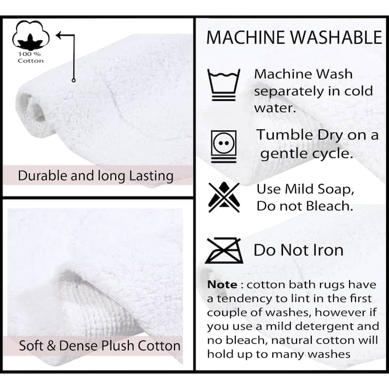 Waterford Collection 100% Cotton Non-Slip Bathroom Rug Set, Machine Washable Bath Rug, 5 Piece Bath Mat Set with Contour