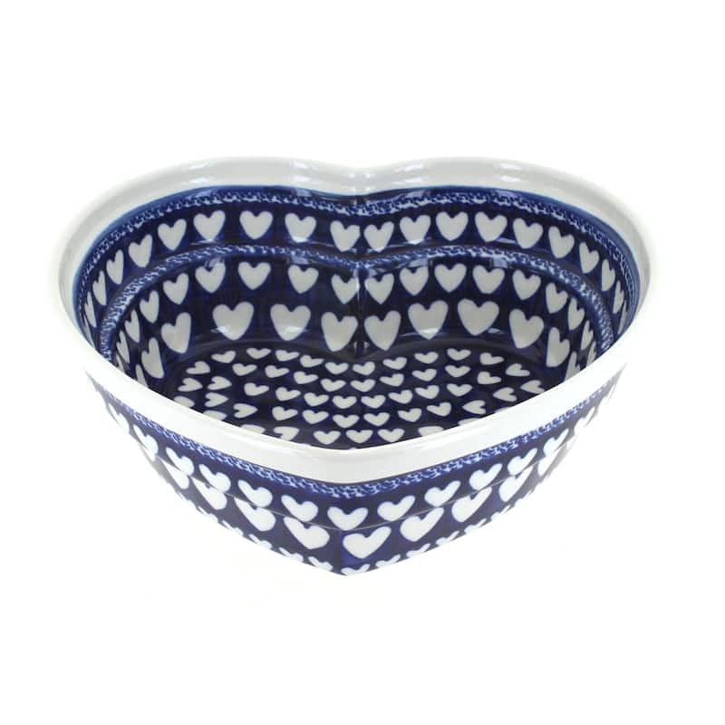 Blue Rose Polish Pottery 859-1 Zaklady Large Heart Bowl - Valentina