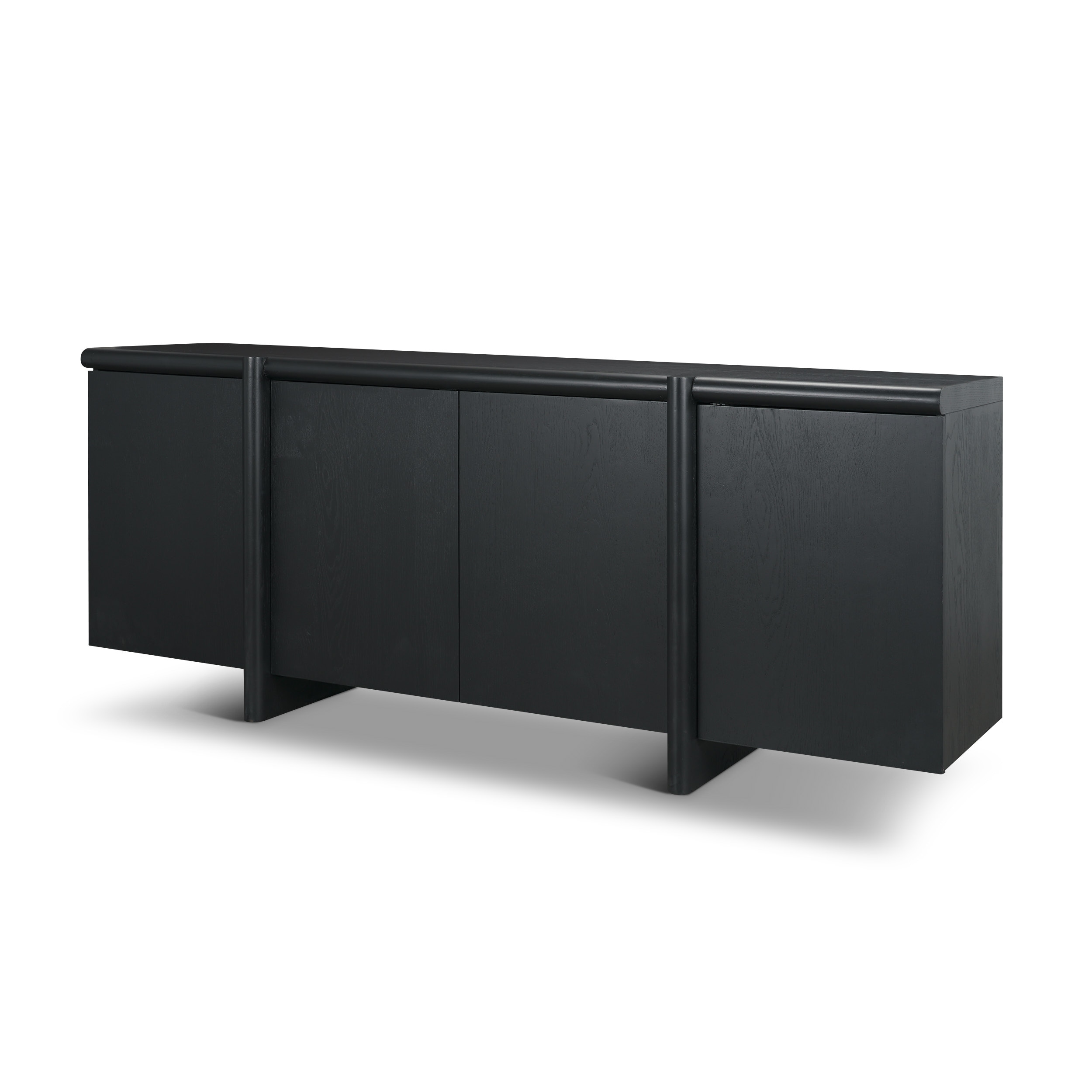 Mercana Rowan Black Oak Wood Closed 4 Door Sideboard - 82.0L x 20.0W x 32.0H