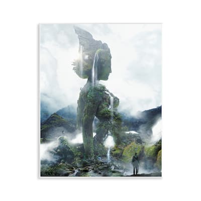 Stupell Mossy Nature Statue of Woman Wall Plaque Art Design By Barrett Biggers