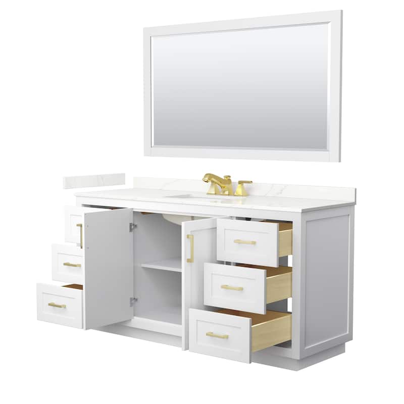 Miranda 66-inch Single Vanity, Quartz Top, 58-inch Mirror
