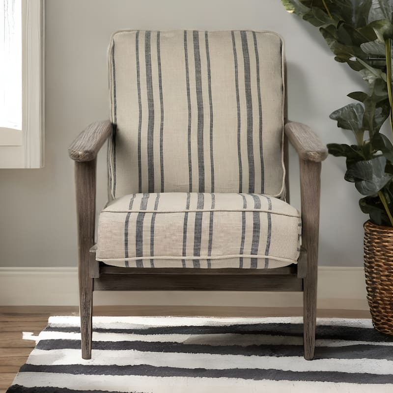 HomeRoots 31" Beige Gray and Brown Fabric Striped Lounge Chair - 31' X '32' X '28 - 31' X '32' X '28