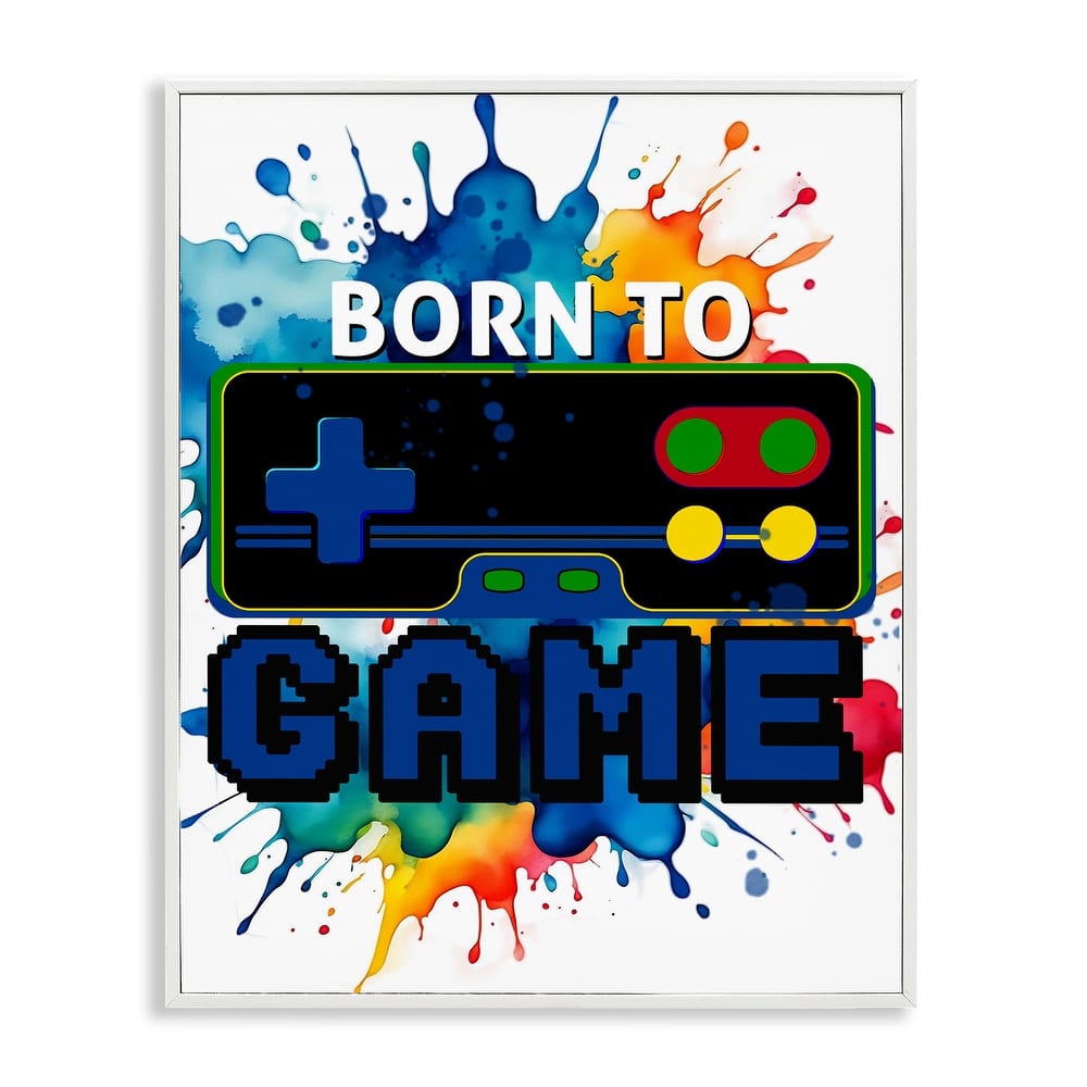 Stupell Born to Game Splash Framed Giclee Art Design By Kim Allen