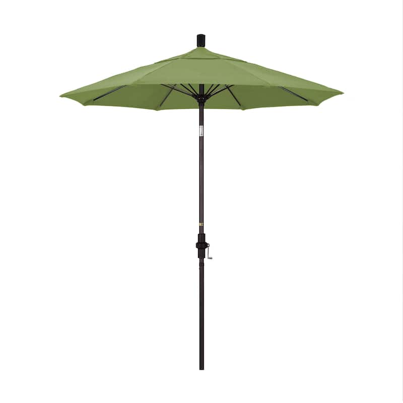 California Umbrella 7.5' Rd. Aluminum/Fiberglass Rib Patio Umb, Deluxe Crank Lift/Collar Tilt, Bronze Finish, Sunbrella Fabric - Spectrum Cilantro