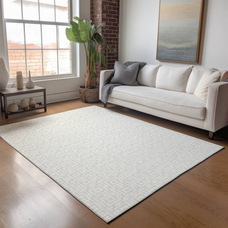 Premium Washable Super Soft Modern Mosaic Mayfield Rug - Linen - 8' x 10' - Rectangle