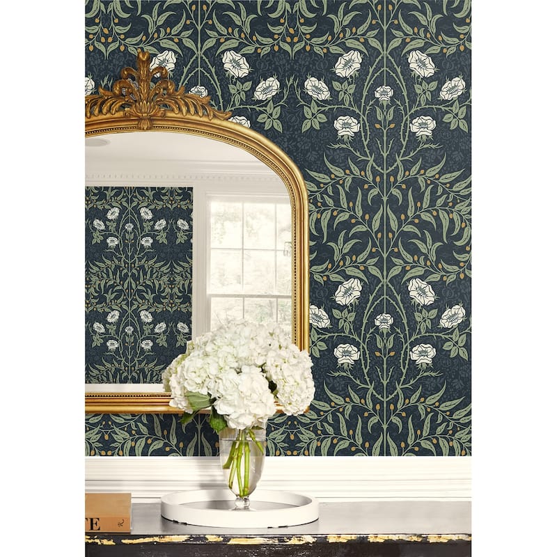 Seabrook Designs Stenciled Floral Prepasted Wallpaper