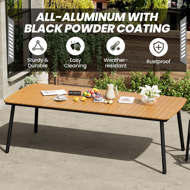 7-Piece Set Outdoor Rectangular Aluminum Dining Table and Chairs with Sunbrella Fabric Cushion - N/A