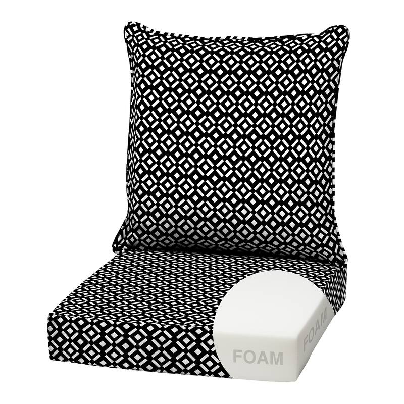 ARDEN Outdoor Foam Deep Seat Cushion Set, 22 in x 24 in - Black Demi Tile
