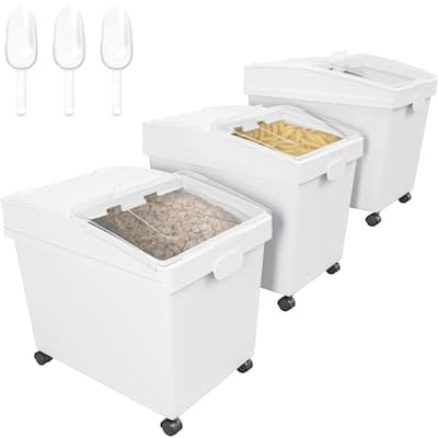 10.5 Gallon Ingredient Bin 3 Pcs PP Shelf Storage Bins