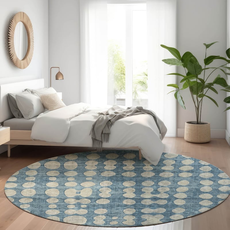 Premium Washable Super Soft Modern Connect Mayfield Rug - Denim - 8' x 8'