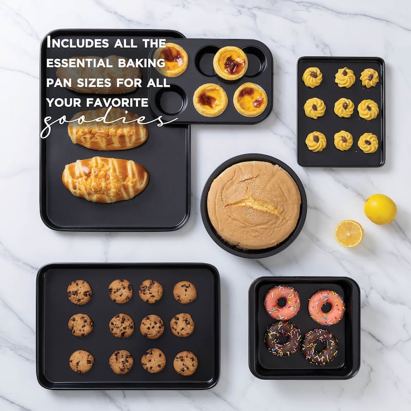 Country Kitchen Nonstick Stackable Bakeware Set - Durable, Easy Release Baking Set, Cream, 13 Pcs