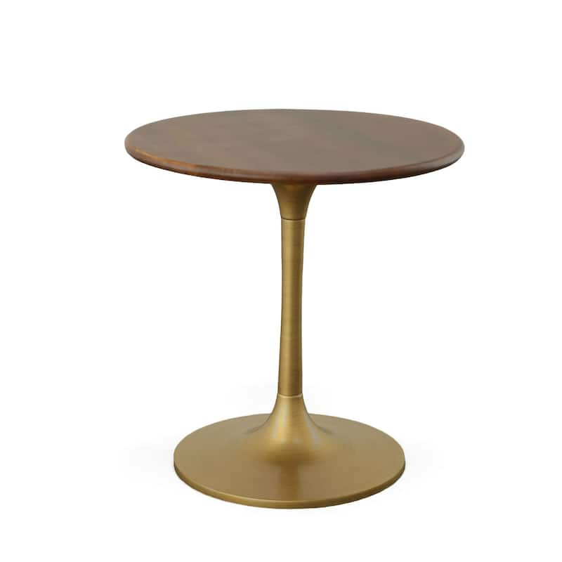Tulip Shaped Dining Table - 30" - Brown and Antique Gold