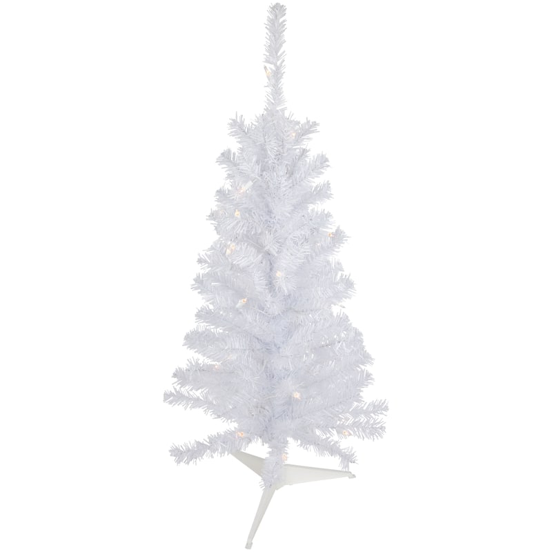 3' Woodbury White Pine Slim Artificial Christmas Tree, Clear Lights - 3 Foot