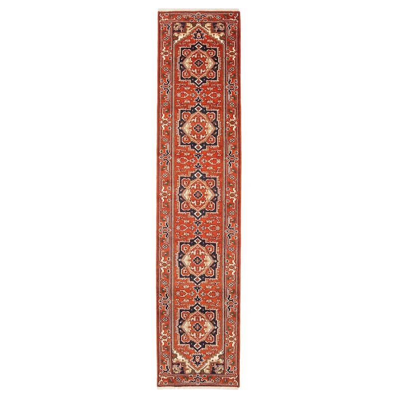 ECARPETGALLERY Hand-knotted Serapi Heritage Red Wool Rug - 2'6 x 11'10 - Red - 2'6 x 11'10