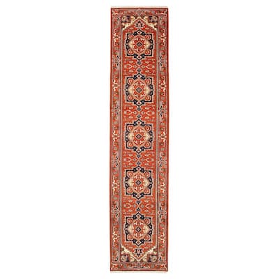 ECARPETGALLERY Hand-knotted Serapi Heritage Red Wool Rug - 2'6 x 11'10