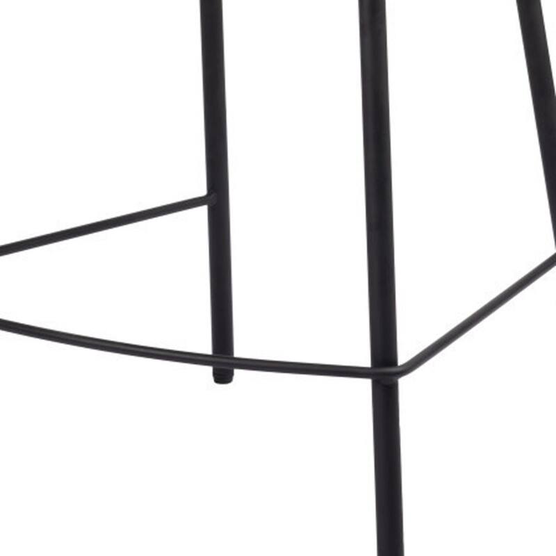 26-Inch Bucket Seat Counter Stool in Ivory Shearling with Arms and Back Black Powder Coated Steel Legs - 37”H x 24.4”W x 24”D