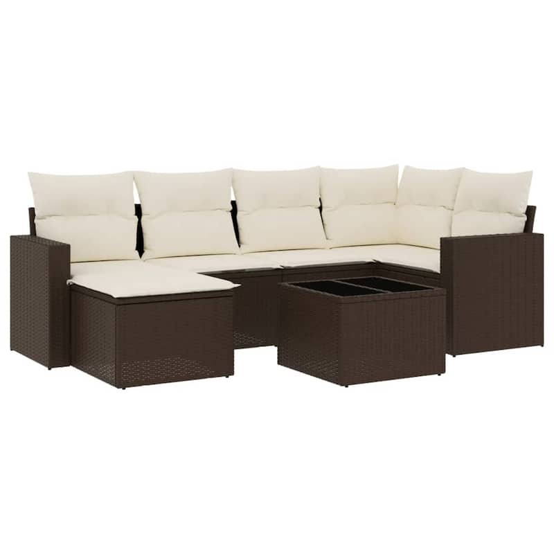 vidaXL Garden Sofa Set Brown,Cream White - 21.7 x 21.7 x 14.6
