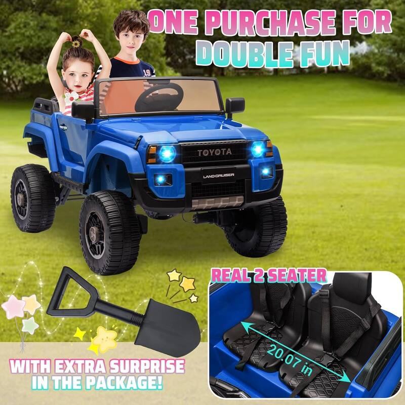 24v Ride On Toys for Big Kids,Licensed Toyota 2-Seater w/Remote Control, 4WD/2WD Switch, LED Lights