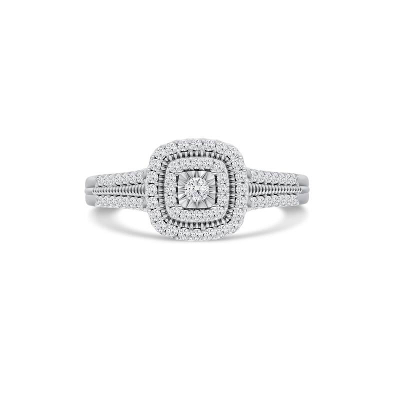 1/5ct TDW Diamond Cluster Ring in Silver for Women - White