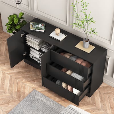 Sideboard Buffet Cabinet, Modern Kitchen Buffet Storage Cabinet with Drawer and Doors,Large Coffee Bar with Adjustable Shelves