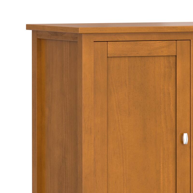 WYNDENHALL Norfolk Solid Wood 54" Wide Transitional Storage Cabinet with Wine Rack in Light Golden Brown - 18"D x 54"W x 34"H