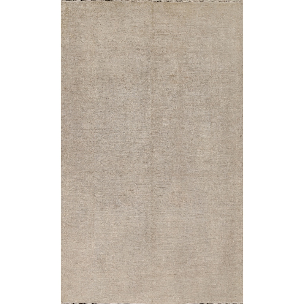 Vegetable Dye Muted Oushak Oriental Area Rug Hand-knotted Wool Carpet - 5'10" x 9'2"