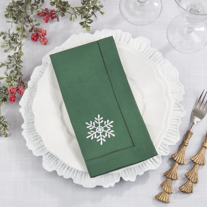 Embr'D Snowflake Hemstitch Napkin (Set of 6) - 20"x20"
