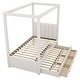preview thumbnail 8 of 10, Traditional Modern Twin Size Upholstery Platform Bed with Storage Drawers,Extra Trundle Under-Bed,Bunk Bed with Canopy Roof