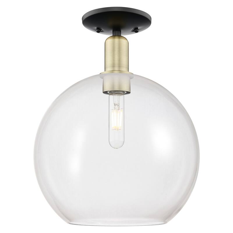 Innovations Lighting 716-1C-16-12 Athens Semi-Flush Athens 12" Wide - Black Antique Brass / Clear
