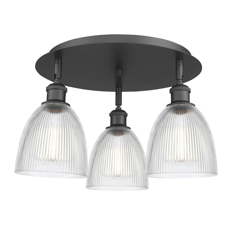 Innovations Lighting Castile - 3 Light 18" Flush Mount - Clear/Matte Black