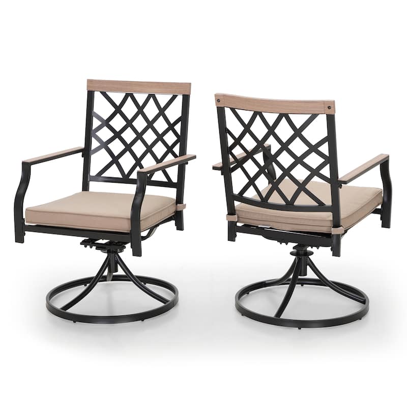 MAISON ARTS 5/7-Piece Patio Dining Set, 1 Metal Table with 4/6 Metal Swivel Dining Chairs