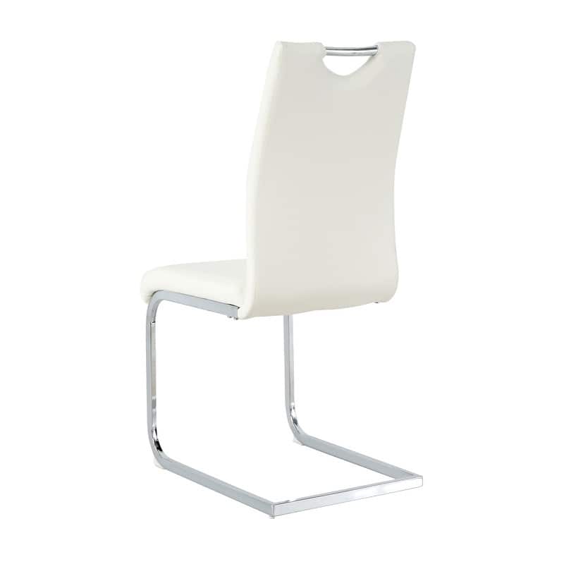 Modern Dining Room Chairs with Faux Leather Padded Seat and Chrome Metal Legs（Set of 2）