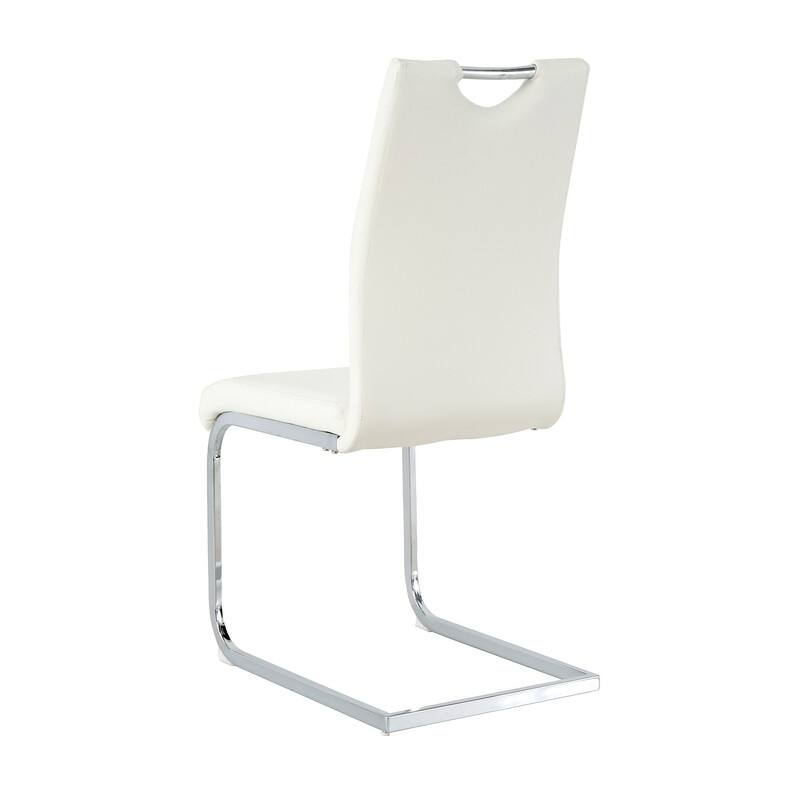 Modern Dining Room Chairs with Faux Leather Padded Seat and Chrome Metal Legs（Set of 4）